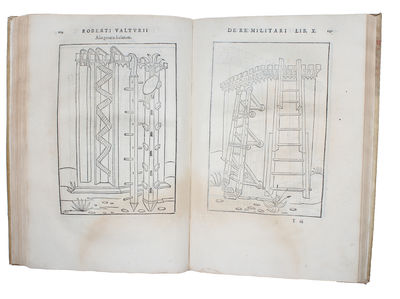 De Re Militari libris XII, multo emaculatius, ac picturis, quae plurimae in eo sunt, elegantioribus expressum. - [VALTURIO’S FAMOUS ILLUSTRATED MILITARY TREATISE] (photo 2)