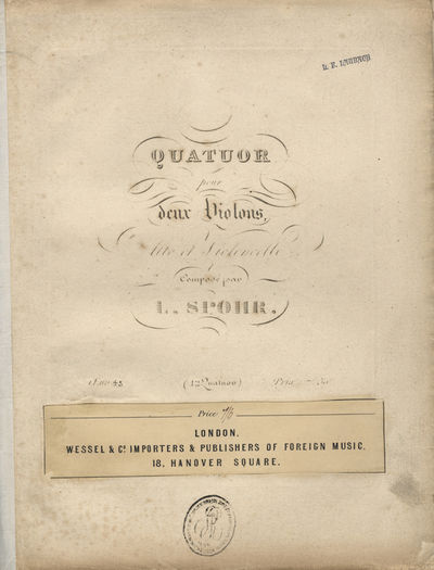 [Op. 45, no. 1]. Quatuor [C major] pour deux Violons, Alto et Violoncelle... Œuv 45 (12 Quatuor.) Prix 7f. 50c. [Parts]