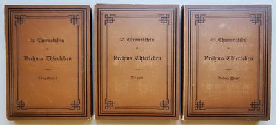 COLOR PLATES. 170 Chromotafeln aus Brehms Tierleben. Säugetiere (Band I-III; 52 Tafeln); Vögel (Band IV-VI; 55 Tafeln); Niedere Tiere (Band VII-X; 63 Tafeln). 3 Bände. [170 chromolithographs from Brehm's Animal Life. Mammals (Volumes I-III; 52 plates); Birds (Volumes IV-VI; 55 plates); Lower Animals (Volumes VII-X; 63 plates). 3 volumes.]