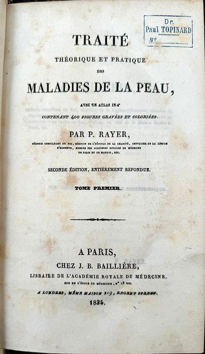 Traité théorique et pratique des maladies de la peau. 2nd ed., revised and expanded. 3 vols. plus atlas