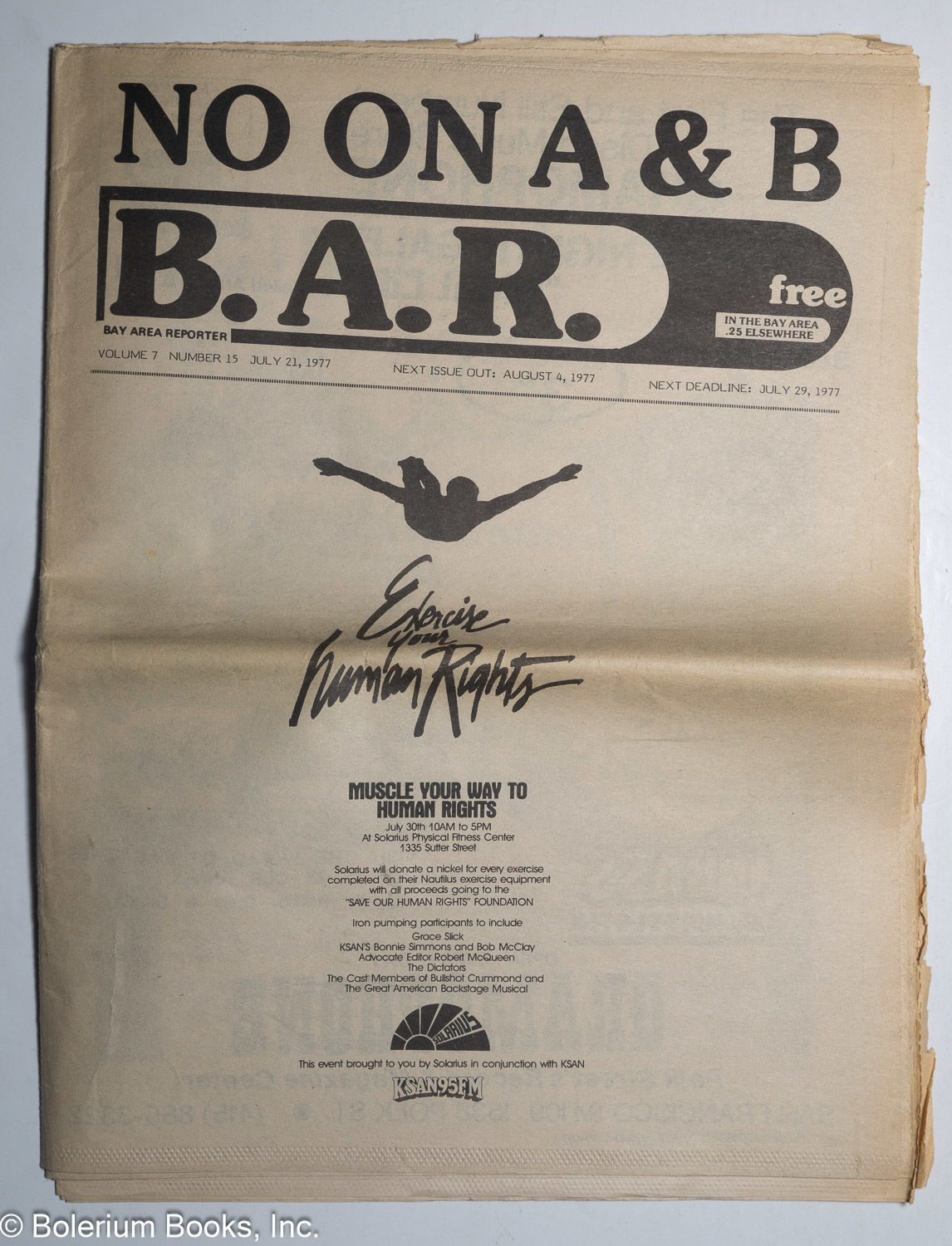 B.A.R. Bay Area Reporter: vol. 7, #15, July 21, 1977; Exercise Human ...
