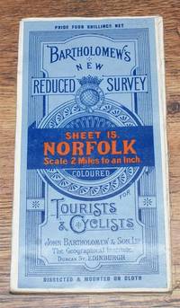 image of Norfolk - Bartholomew's New Reduced Survey of England & Wales, Sheet 15 - Norfolk, 2 Miles to an Inch, Coloured for Tourists and Cyclists