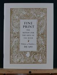 image of Fine Print: A Review for the Arts of the Book, July 1987; Vol 13, #3