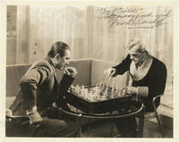 cover of The Black Cat (Original photograph of Bela Lugosi and Boris Karloff playing chess on the set of the 1934 film, inscribed by Karloff)