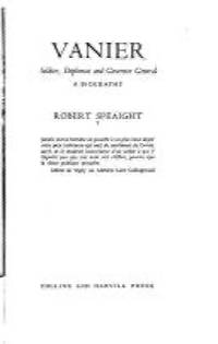 Vanier soldier diplomat and govenor general a biography