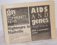 GCN: Gay Community News; the weekly for lesbians and gay males; vol. 15, #13, October 11-17, 1987; AIDS and Genes; part 2 of 3 by Poggi, Stephanie & Loie Hayes, editors, Michael Bronski, Kim Westheimer, Elizabeth Pincus, Charley Shively, et al - 1987