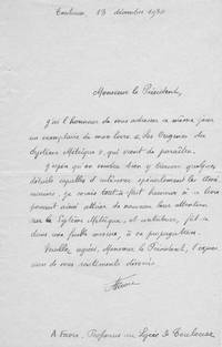 image of AUTOGRAPH LETTER SIGNED BY ADRIEN FAVRE PRESENTING HIS WORK ON THE METRIC SYSTEM TO THE PRESIDENT OF AN INSTITUTION.
