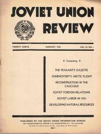 Soviet Union Review, Vol. IX No. 1, January 1931