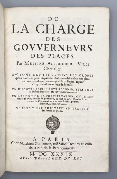 De La Charge Des Govvernevrs Des Places; (photo 1)