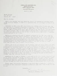 Typed letter, signed “Camilla M. Anderson”