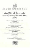 Bill of Fare. Wednesday Evening, May 26th, 1886