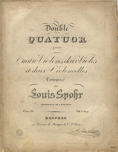 [Op. 65]. Double Quatuor pour Quatre Violons, deux Violes et deux Violoncelles... Oeuv. 65. Rth. 2 12 gr. [Parts]