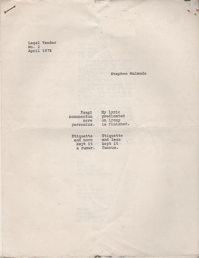 LEGAL TENDER - No. 2 - April 1978