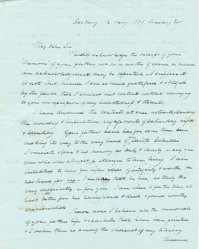 A Letter From Religious Figure George Putnam, Praising The Mathematician Nathaniel Bowditch