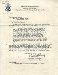 Typed Letter Signed as US Consul, Saigon, French Indochina. March 18, 1937, to Andrew Wylie, c/o Rev. Gordon Smith, Bannethou, Annam [Vietnam].
