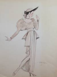 Original large costume design in watercolor and pencil for an unidentified character by noted American artist Robert Perdziola. Signed and dated in pencil January 1982