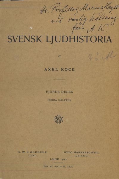 Svensk ljudhistoria. I-IV.