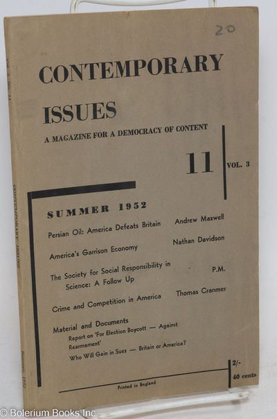 Contemporary Issues: vol. 3 no. 11, Summer 1952