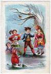 Holiday Card Depicting Children Playing on Frozen Pond
