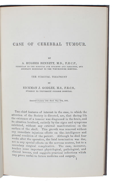 Case of Cerebral Tumor. Read May 12th, 1885. [Offprint from "Medico-Chirurgical Transactions", Vol. 68]. - [FIRST REMOVAL OF A BRAIN TUMOR] (photo 3)
