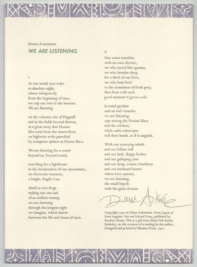 We are Listening (Signed Broadside)