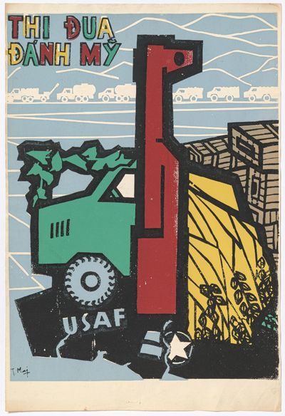 [North Vietnamese Propaganda Poster] “Thi ?ua ?ánh M? – USAF” [Compete to fight the Americans!]