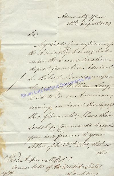Croker, The First Secretary To The Admiralty, Writes About An American Serving In The British Navy: He Be Not A British Subject, Did Fraudulently Represent Himself To Be Such