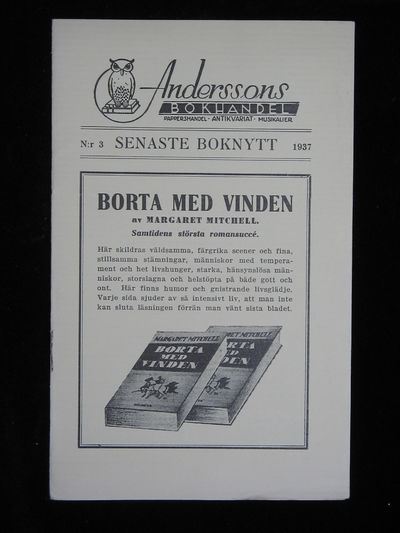 SENASTE BOKNYTT N:r 3 1937.