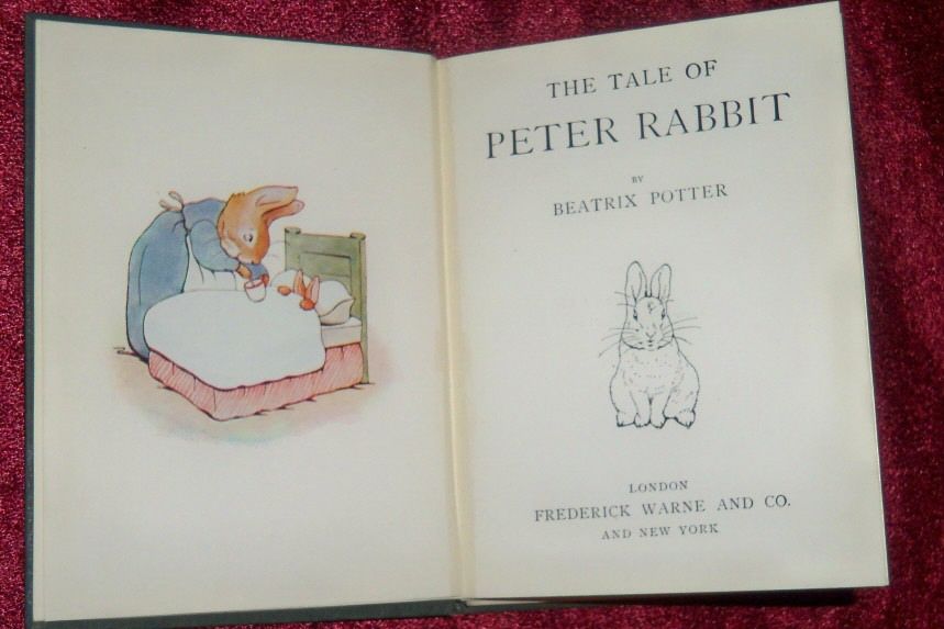 TALE of PETER RABBIT, 1902 COPYRIGHT, 1st ILLUSTRATED END PAPERS by ...