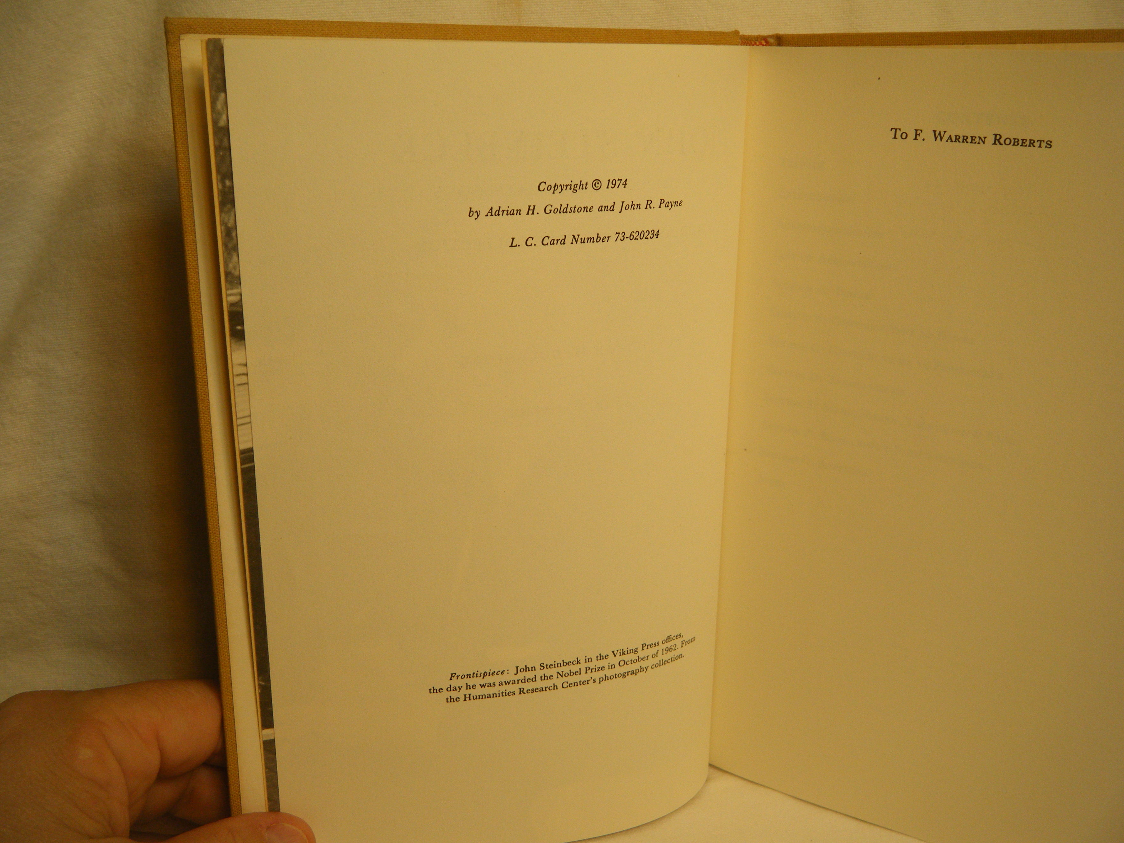 John Steinbeck a Bibliographical Catalogue of the Adrian H. Goldstone