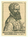 Woodcut portrait of Vesalius attributed to Tobias Stimmer (1539-84). Matted. 13x9. cm