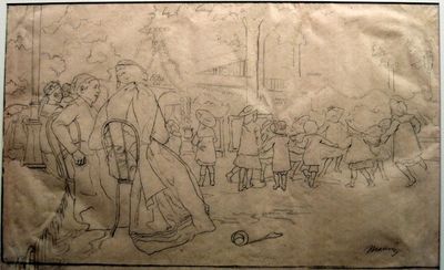 LE JARDIN DU LUXEMBOURG OR LA RONDE AUX CHAMPS-ELYSEES (CHILDREN PLAYING IN THE CHAMPS-ELYSEES WHILE THEIR NURSES SUPERVISE)