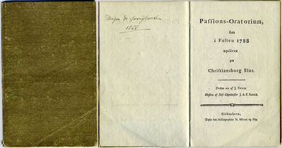 Passions-oratorium, som i fasten 1788 opföres paa…