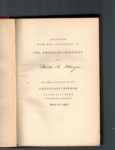 A Century of Progress ( Presentation Copy to Will H. Hays )