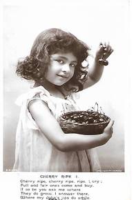 Cherry Ripe (1) - Cute Little Girl with Bowl of Cherries by Rotograph Company - 1907