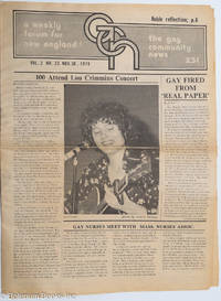 cover of GCN: Gay Community News; the gay weekly forum for New England; vol. 2, #23, Nov. 30, 1974: 100 Attend Lou Crimmins Concert