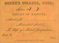 Original Matriculation Card for the Faculty of Medicine - Class of Medical Jurisprudence.