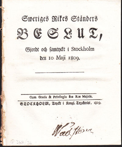 Sweriges rikes ständers beslut, gjordt och…