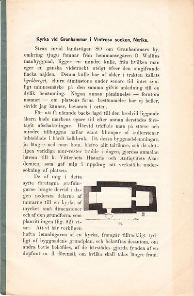 Kyrka vid Granhammar i Vintrosa socken, Nerike.…