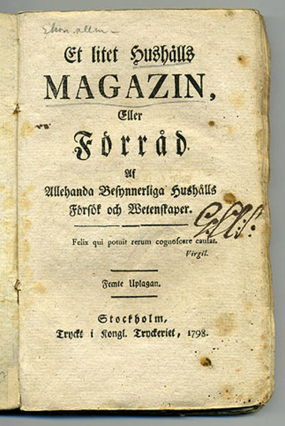 Et litet hushålls magazin, eller förråd af…