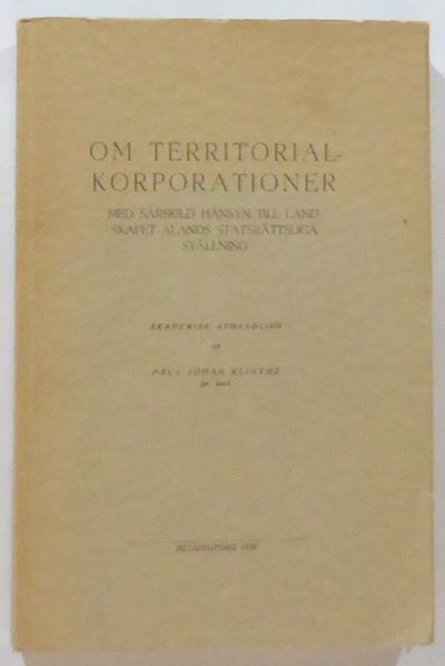 Om territorialkorporationer, med särskild hänsyn…