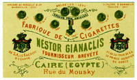 Trade card in French for Egyptian cigarette manufacturer Nestor Gianaclis