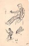 Sketch sheet of six drawings, unsigned 2pp on one 8vo sheet, undated
