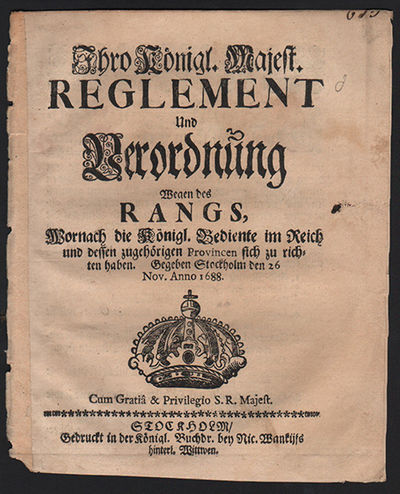 Ihro königl. Majest. Reglement und Verordnung…