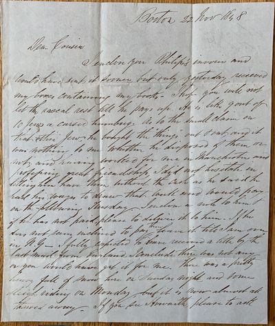 Autograph Letter Signed, Boston, November 22, 1848 to Thomas J. Taylor, New York City