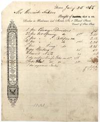 1850s Hardware and Metalwork Dealer Billhead Recording Sale to Leather Tanner and Machinery Manufacturer