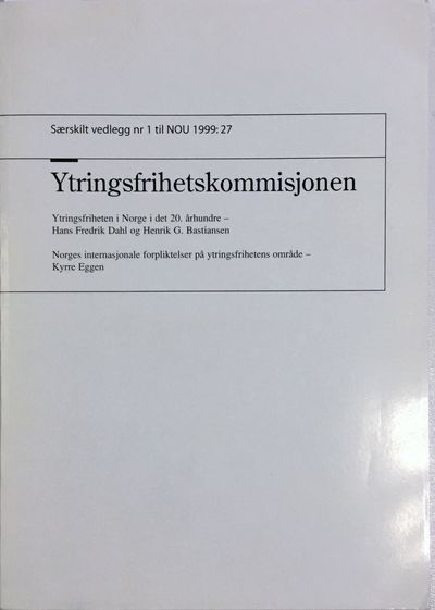 Særskilt vedlegg nr 1 til NOU 1999:27.…