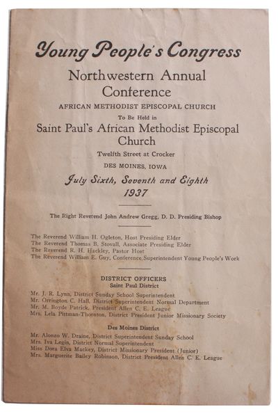 [Program for an AME Church Young People's Congress]