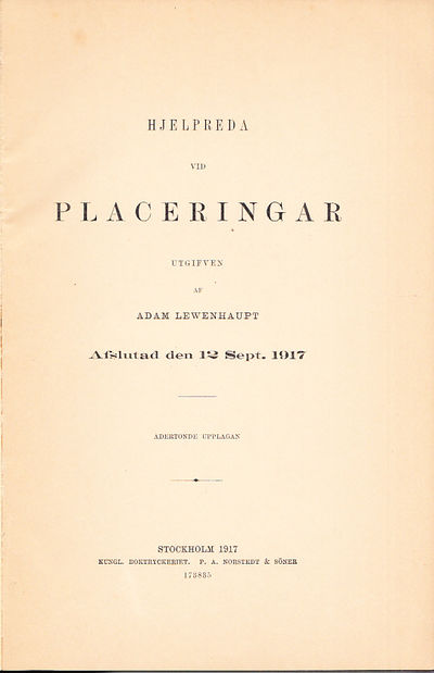 Hjelpreda vid placeringar, utgifven af Adam…