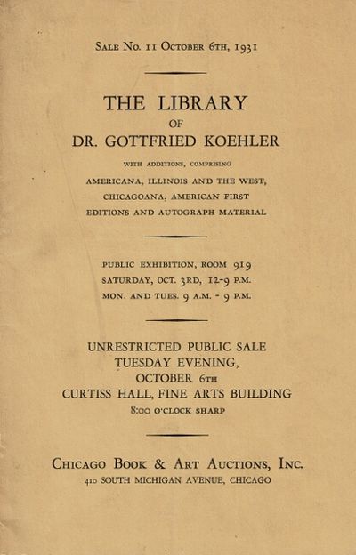The library of Dr. Gottfried Koehler with addition
